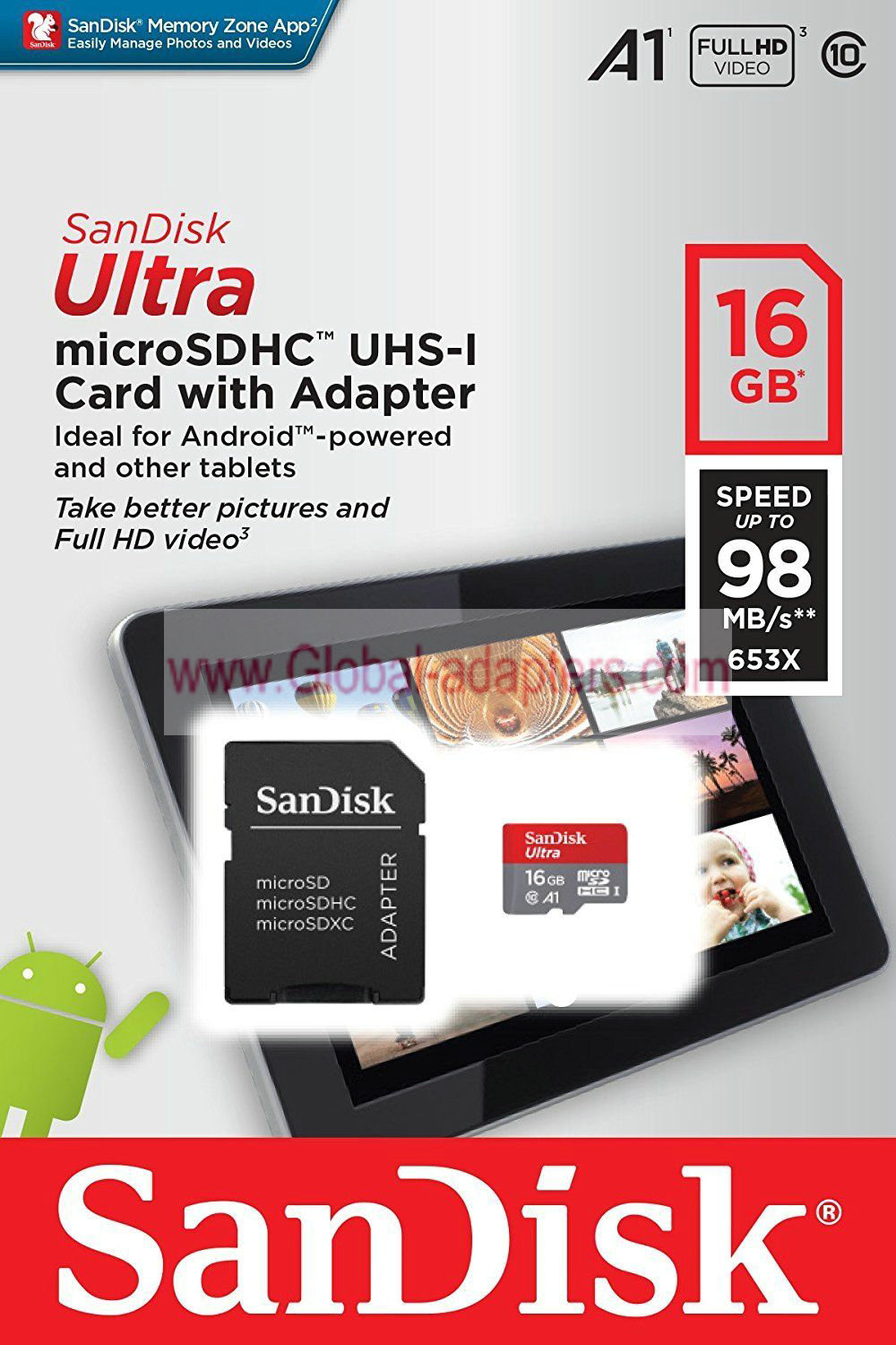 New SanDisk Ultra Class 10 UHS-I 98MB/S 16GB microSD microSDHC Flash Memory Card